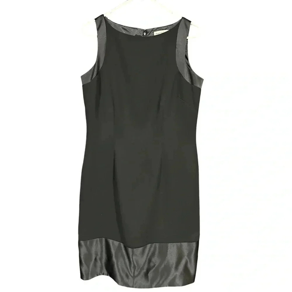 Amanda Smith Women's Black Sleeveless Shift Dress Satin Trim Size 8